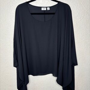 Cato Black Chiffon Style Elegant Poncho Top Wrap Formal Cocktail Women's Size …